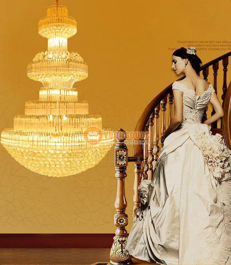 Đèn chùm pha lê cao cấp gắn trần biệt thự CM198-3